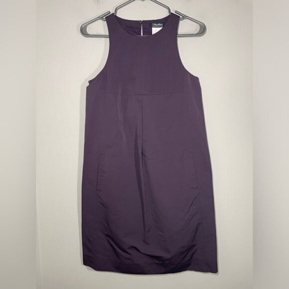 ‘S MAX MARA Purple Polyester / Cotton Sleeveless Shift Dress Size 2 - Picture 8 of 9